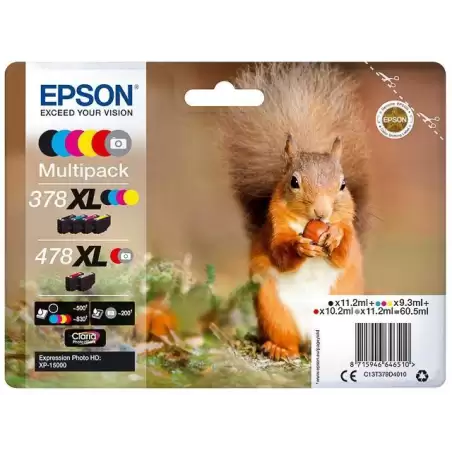 (C13T379D4010) EPSON MULTIPACK 6-COLOURS 478XL CLARIA PHOTO HD INK