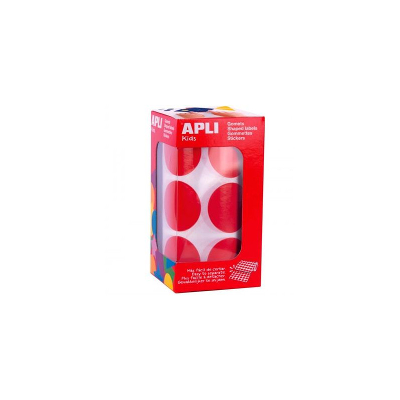 (17863) APLI GOMETS REDONDOS 33MM ROLLO ROJO -ROLLO 708 UNIDADES-