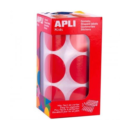 (17863) APLI GOMETS REDONDOS 33MM ROLLO ROJO -ROLLO 708 UNIDADES-