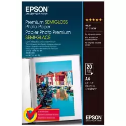 (C13S041332) EPSON PAPEL FOTOGRÁFICO PREMIUM SEMIGLOSS A4 251GR INKJET PAQUETE 20H BLANCO SEMIBRILLO