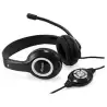 (245301) EQUIP AURICULARES C/ DIADEMA C/ CABLE MICROFONO BIAURAL PLÁSTICO NEGRO