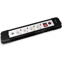 (245553) EQUIP REGLETA CON 4 TOMAS + 2 USB CON CABLE DE 1´5 M.Y BOTÓN DE APAGADO Y ENCENDIDO