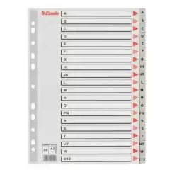 (100112) ESSELTE ABECEDARIO SEPARADOR MULTITALADRO A-Z  POLIPROPILENO A4 GRIS CON CARÁTULA ÍNDICE CARTÓN COLOR
