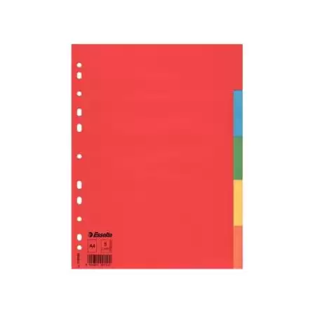 (100199) ESSELTE SEPARADORES MULTITALADRO CARTÓN A4 5 POSICIONES COLORES