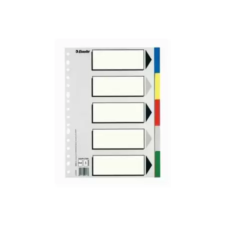 (11609) ESSELTE SEPARADORES 5 POSICIONES FOLIO PP COLORES CON CARÁTULA ÍNDICE CARTÓN BLANCO / NEGRO