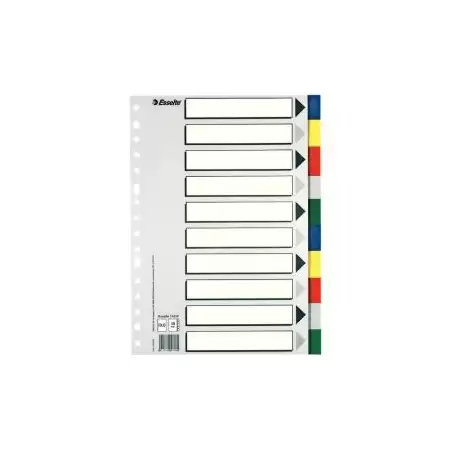(11610) ESSELTE SEPARADORES 10 POSICIONES FOLIO PP COLORES CON CARÁTULA ÍNDICE CARTÓN BLANCO / NEGRO