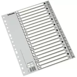 (47139) ESSELTE ABECEDARIO SEPARADOR MULTITALADRO POLIPROPILENO FOLIO GRIS CON CARÁTULA ÍNDICE CARTÓN BLANCO / NEGRO