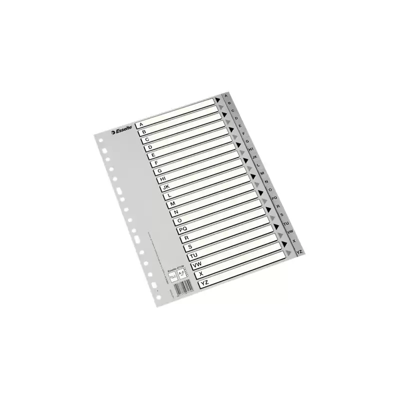(47139) ESSELTE ABECEDARIO SEPARADOR MULTITALADRO POLIPROPILENO FOLIO GRIS CON CARÁTULA ÍNDICE CARTÓN BLANCO / NEGRO