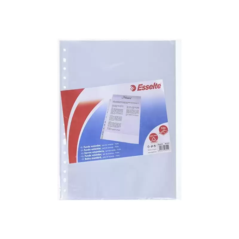 (56200) ESSELTE FUNDA MULTITALADRO 16 PP PIEL DE NARANJA FOLIO 80 MICRAS COPYSAFE PORTADOCUMENTOS BOLSA DE 10 FUNDAS