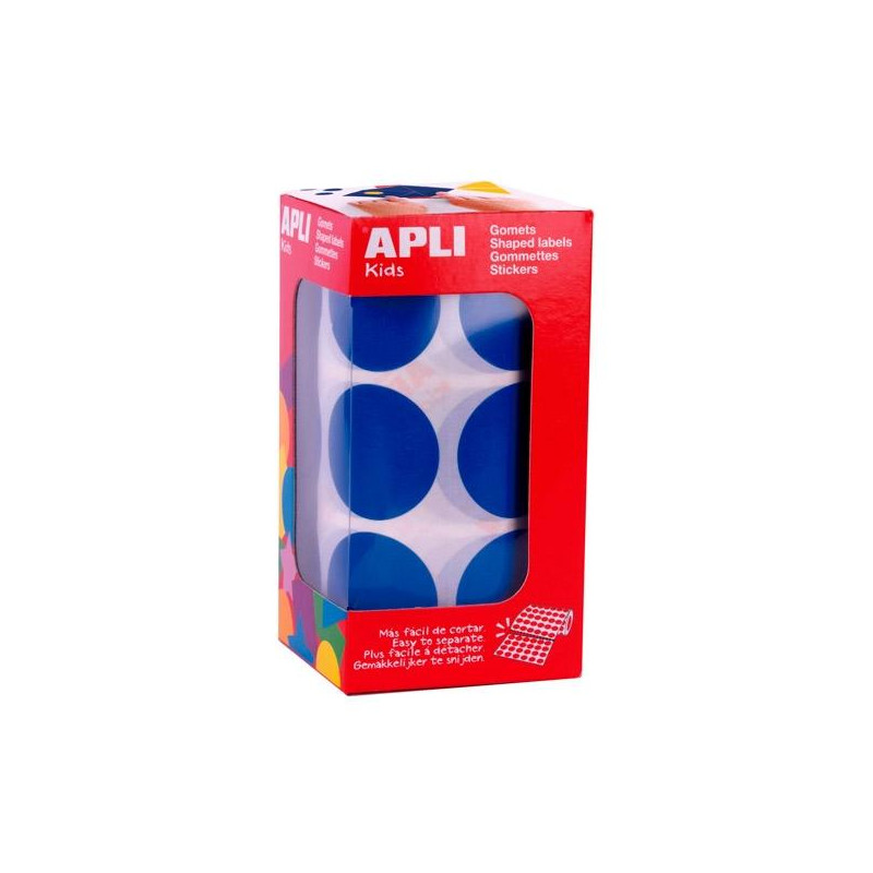 (17864) APLI GOMETS REDONDOS 33MM ROLLO AZUL -ROLLO 708 UNIDADES-