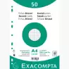 (12606E) EXACOMPTA FICHAS CARTULINA BRISTOL TALADRO A4 CUADRÍCULA 5X5 PACK DE 50 BLANCO