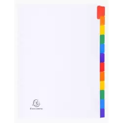 (2312E) EXACOMPTA SEPARADORES CARTULINA BLANCA 160GR 12 POSICIONES A4 PESTAÑAS COLORES