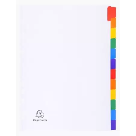 (2312E) EXACOMPTA SEPARADORES CARTULINA BLANCA 160GR 12 POSICIONES A4 PESTAÑAS COLORES