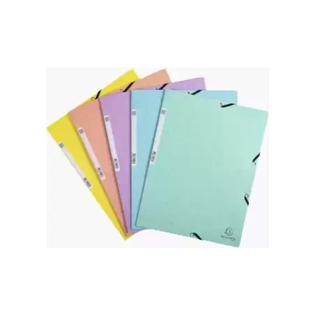 (55560E) EXACOMPTA CARPETA AQUAREL CARTÓN LUSTRADO 400 GR TRES SOLAPAS GOMAS A4 MATE SURTIDOS PASTEL -5U-