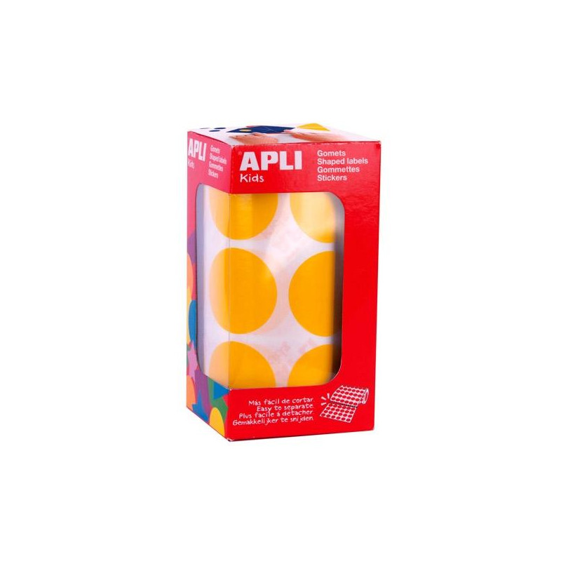 (17865) APLI GOMETS REDONDOS 33MM ROLLO AMARILLO -ROLLO 708 UNIDADES-