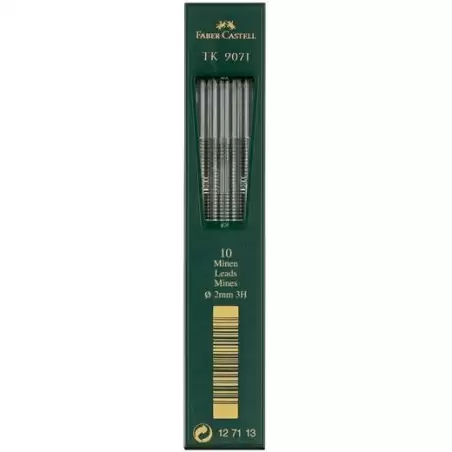 (127113) FABER CASTELL MINAS TK 9071 DIBUJO 2MM 3H ESTUCHE 10UD NEGRO INTENSO