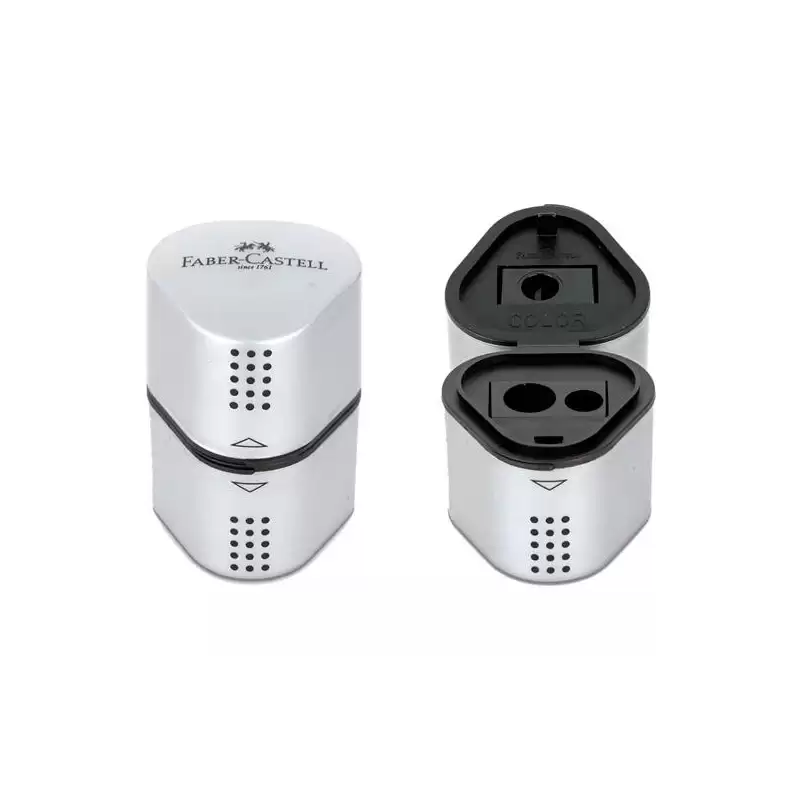 (183800) FABER CASTELL AFILALÁPICES TRÍO GRIP 2001 3 EN 1 PLATEADO METÁLICO