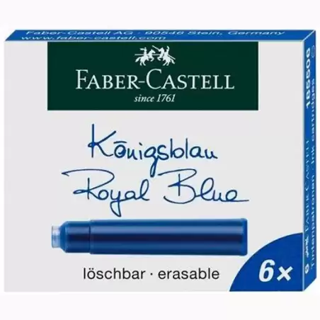 (185506) FABER CASTELL CARTUCHO TINTA BORRABLE AZUL ESTUCHE 6 UD
