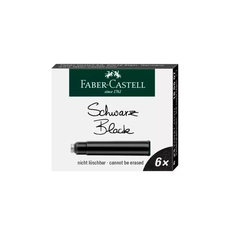 (185507) FABER CASTELL ESTUCHE 6 CARTUCHOS DE TINTA ESTÁNDAR NEGRO