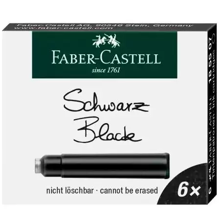 (185507) FABER CASTELL ESTUCHE 6 CARTUCHOS DE TINTA ESTÁNDAR NEGRO