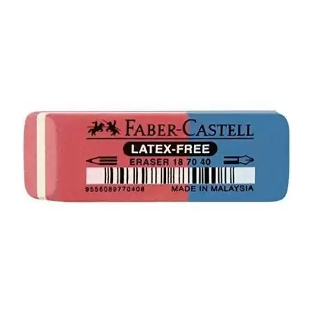 (187040) FABER CASTELL GOMA DE BORRAR BISELADA MIXTA PARA GRAFITO Y TINTA AZUL/ROJO