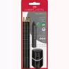 (217093) FABER CASTELL SET 2001 GRIP 3 LÁPICES DE GRAFITO + GOMA + SACAPUNTAS NEGRO EN BLISTER