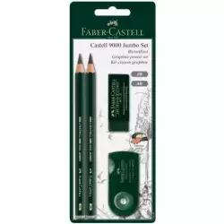(119398) FABER CASTELL SET DE DIBUJO JUMBO 9000 NEGRO -BLISTER 4 PIEZAS-