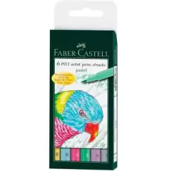 (167163) FABER CASTELL ROTULADORES PITT ARTIST PEN BRUSH PUNTA PINCEL C/SURTIDOS PASTEL ESTUCHE 6 UD