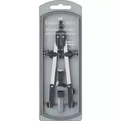 (174035) FABER CASTELL COMPÁS ARTICULADO DE AJUSTE RÁPIDO ADAPTADOR UNIVERSAL 17CM + ACCESORIOS