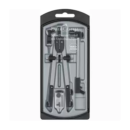 (174045) FABER CASTELL COMPÁS DE AJUSTE RÁPIDO ADAPTADOR UNIVERSAL ALARGADERA Y ACCESORIOS