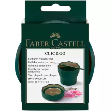 (181520) FABER CASTELL VASO PLEGABLE PARA EL AGUA CLIC&GO VERDE OSCURO