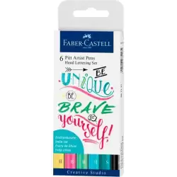 (267116) FABER CASTELL ROTULADORES PITT ARTIST PEN HAND LETTERING SUPERFINA/PINCEL C/SURTIDOS PASTEL ESTUCHE 6 UD