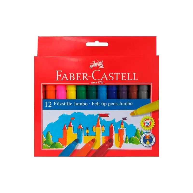 (554312) FABER CASTELL ROTULADORES JUMBO COLORES SURTIDOS ESTUCHE 12 UD