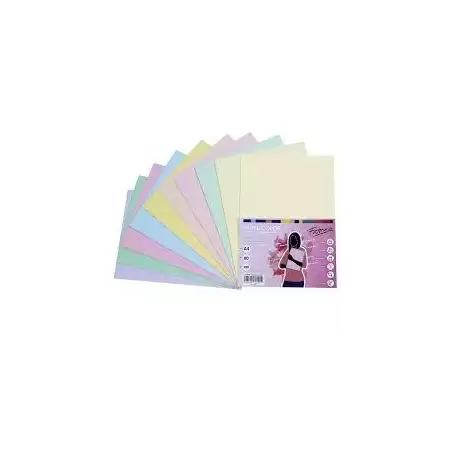 (16327) FABRISA PAPEL DIN A4 80GR INKJET/LÁSER PAQUETE 100H RETRACTILADO 10 COLORES PASTEL