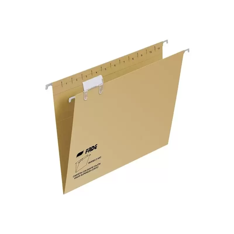 (400064831) FADE CARPETA COLGANTE FOLIO PROLONGADO VISOR SUPERIOR C/ETIQUETAS CARTULINA KRAFT ECO