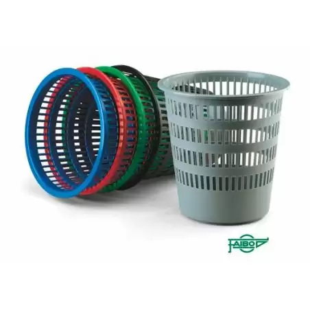 (306-02) FAIBO PAPELERA DE PLÁSTICO REJILLA CAPACIDAD 16 LITROS 310X315 MM SERIE 306 NEGRO