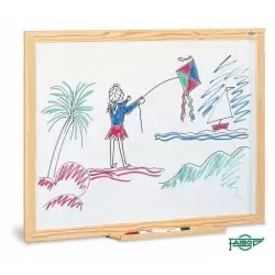 (402-2IND) FAIBO PIZARRA BLANCA ESTRATIFICADA MARCO DE MADERA SIN CAJETIN 80X120CM