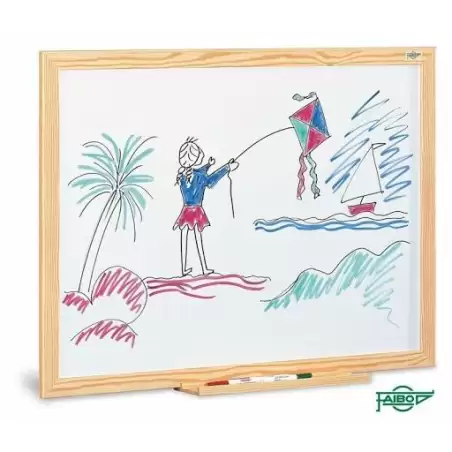 (402-2IND) FAIBO PIZARRA BLANCA ESTRATIFICADA MARCO DE MADERA SIN CAJETIN 80X120CM
