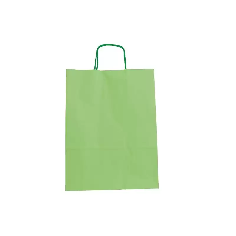 (27265VC) FAMA BOLSA DE ASA RETORCIDA 125GR 15X8X21CM PAPEL VERDE CLARO