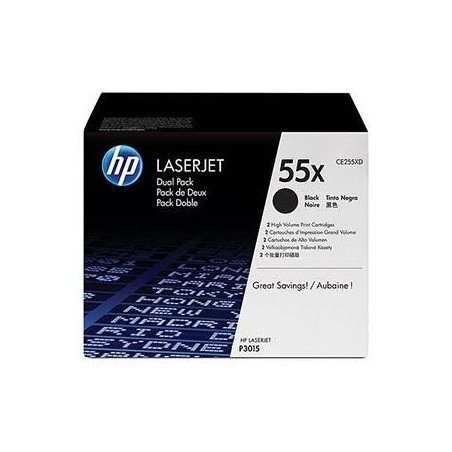 (CE255XD) HP TONER NEGRO LASERJET P3011/P3015 - 55X (PACK 2)