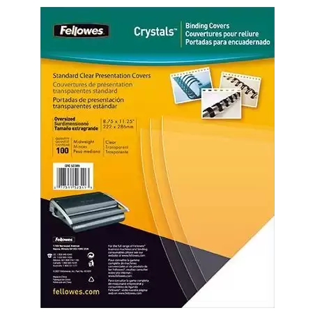 (53764) FELLOWES PACK DE 100 PORTADAS PVC TRANSPARENTE CRISTAL A3 200 MICRAS