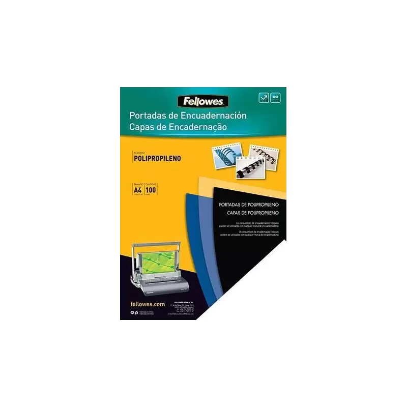 (54770) FELLOWES TAPAS ENCUADERNAR A4 PP 450 MICRAS TRANSPARENTE PACK 100 UD
