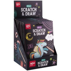 (19259) APLI MINI LÁMINAS RASCA Y DIBUJA SET SCRATCH&DRAW CAJA EXPOSITORA DE 12 SURTIDOS +4 AÑOS