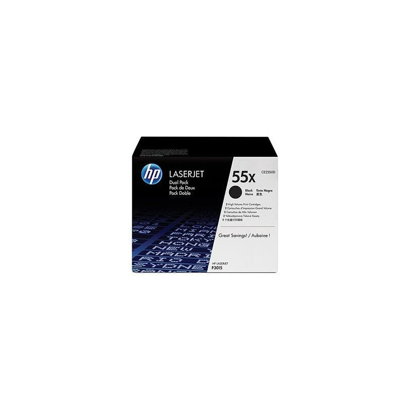 (CE255XD) HP TONER NEGRO LASERJET P3011/P3015 - 55X (PACK 2)