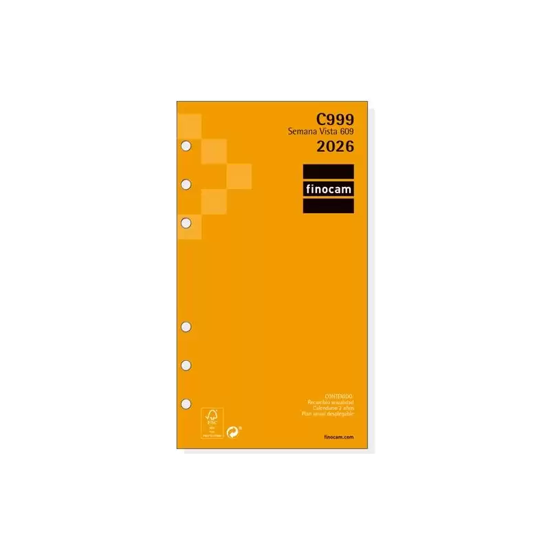 (201260026) FINOCAM RECAMBIO ANUAL AGENDA DE ANILLAS CLASSIC C999 609-94X171MM SVH 2026