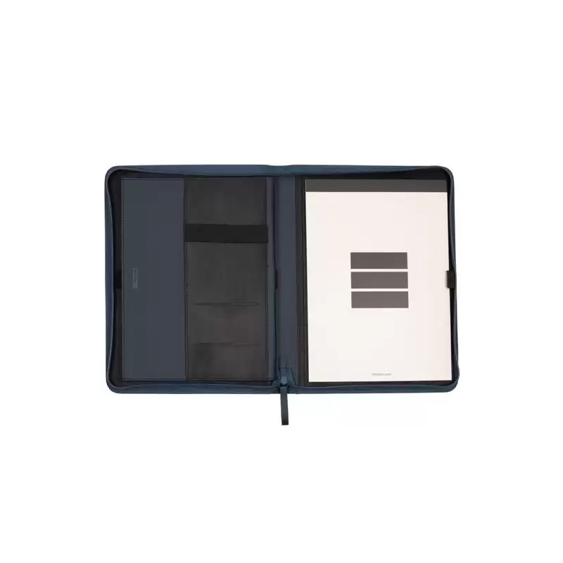 (5098203) FINOCAM PORTADOCUMENTOS NOPAL CREMALLERA A4 IMITACIÓN CUERO AZUL MARINO