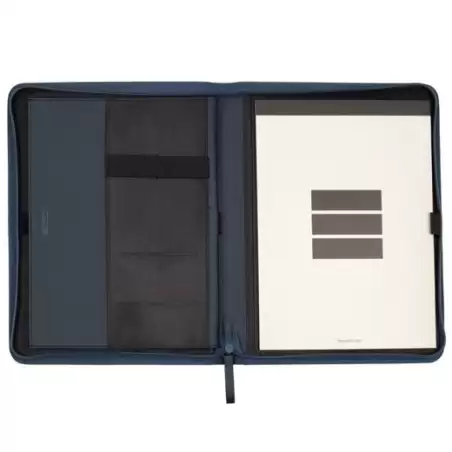 (5098203) FINOCAM PORTADOCUMENTOS NOPAL CREMALLERA A4 IMITACIÓN CUERO AZUL MARINO