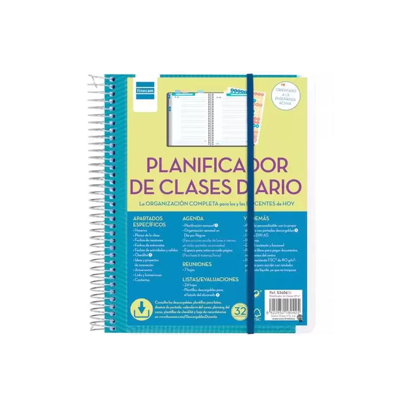 (5340600) FINOCAM CUADERNO PLANIFICADOR DE CLASES DIARIO 1/4 1DP ESPIRAL T/POLIPROPILENO ESPAÑOL