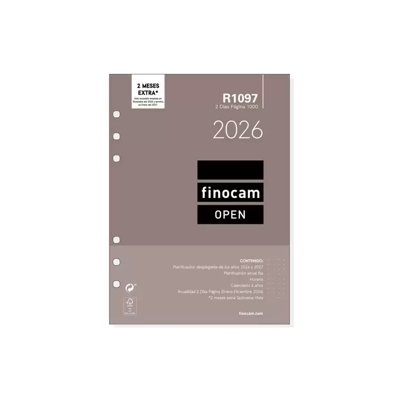 (711610026) FINOCAM RECAMBIO ANUAL AGENDA DE ANILLAS OPEN R1097 1000-155X215MM 2DP 2026