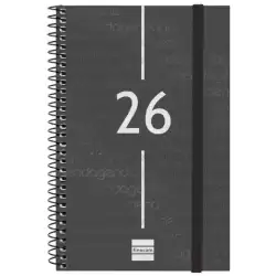 (741446026) FINOCAM AGENDA ESPIRAL YEAR E5-117X181MM SVH TAPA PP NEGRO 2026